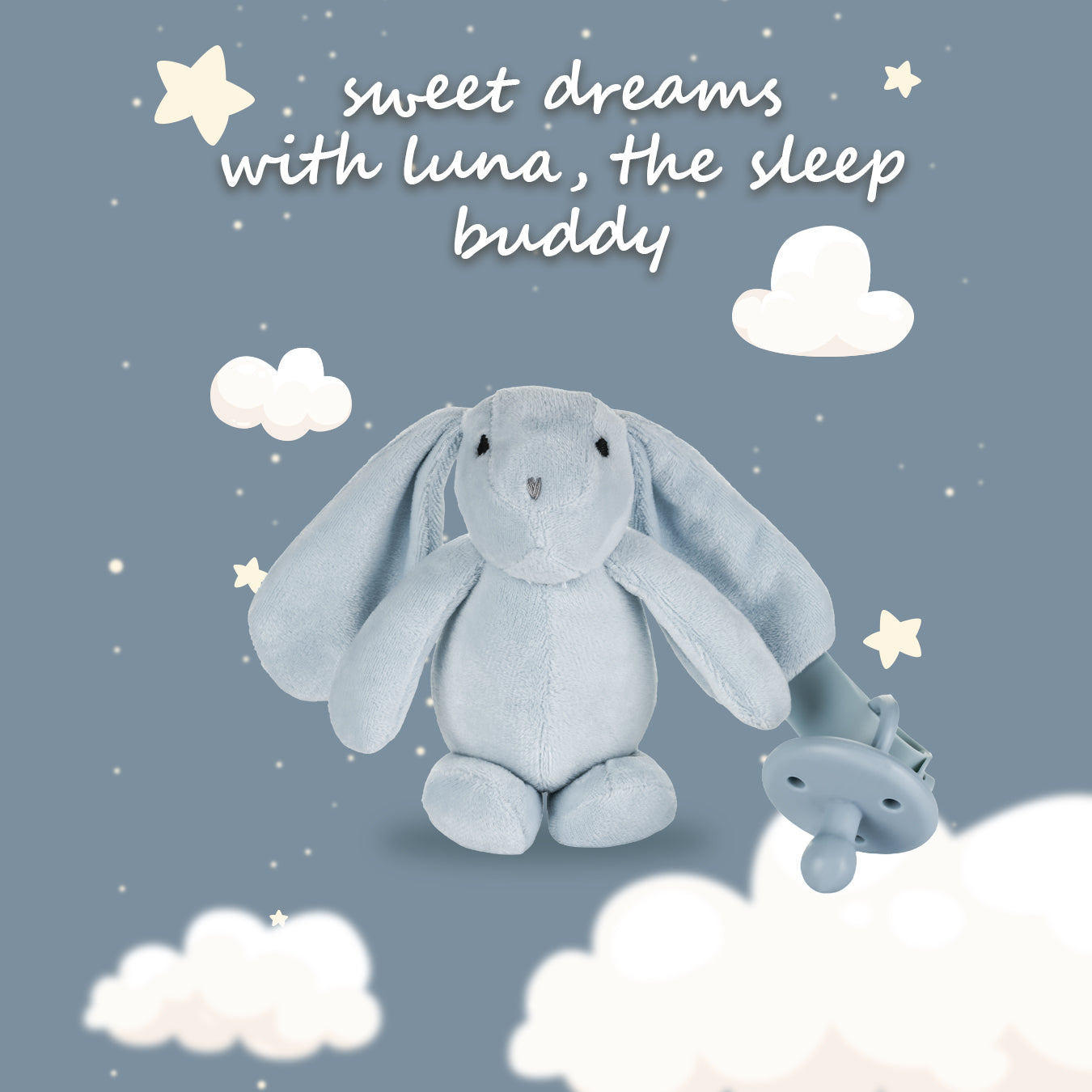 Sleep Buddy Luna - Einschlafhilfe Silikon Schnuller mit Kuscheltier