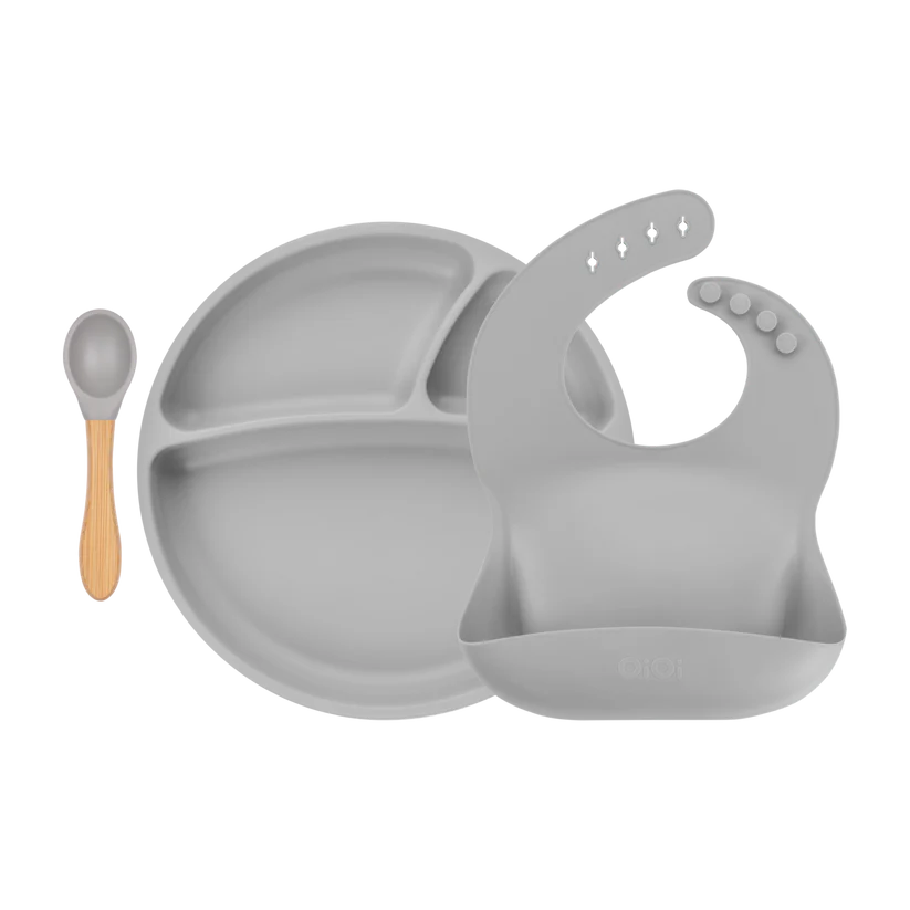 BLW Set II - Silikon Esslernset 3-teilig (Lätzchen+Teller+Löffel)