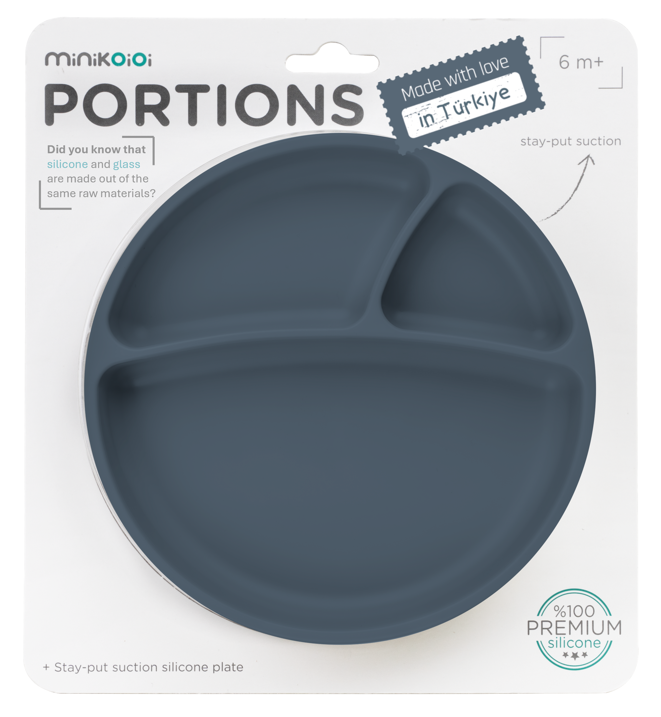 MinikOiOi Portion Silicone Suction Plate with Divided Sections